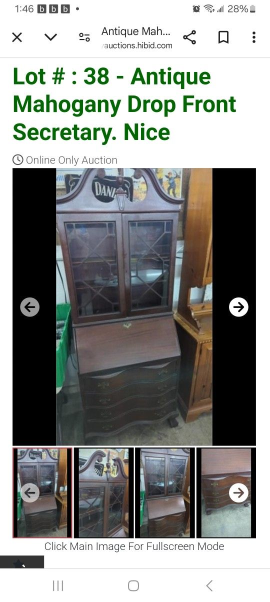 Antique Mahogany Secretary Drop Front Desk