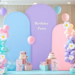 Cover Set of 3 Blue Purple Pink Arch Covers Stretchy Backdrop 6FT 6.6FT 7.2FT Arch (ONLY COVERS )