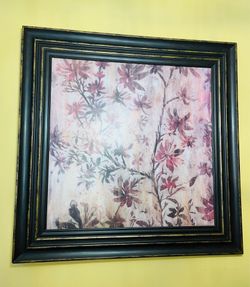 Floral Wall Art Print in Pink and Black & Gold Frame