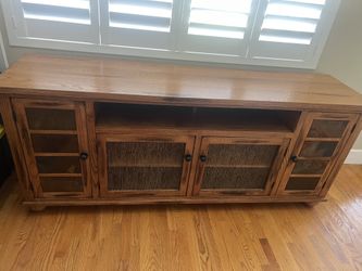 Wood Sofa Table With Stone Accents