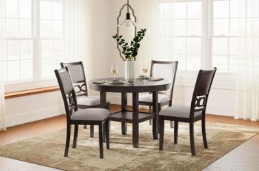 Ashley Langwest 5-Piece Dining Room Set with Round Table in Brown