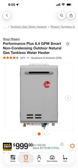 Rheem 8.4 GPM Outdoor Tankless Water Heater