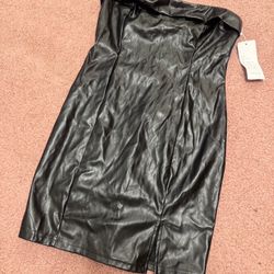 New small black pleather short mini skirt strapless pink goth gothic micro