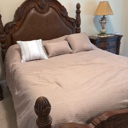 Queen Size Bed, Two Night Tables, Women’s Dresser With Mirror and Men’s Dresser