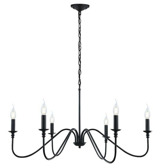 Black Chandelier,6-Light Rustic Industrial Iron Chandeliers for Dining Room Lighting Fixtures Hanging,Candle Hanging Hallway, Living Room, Foyer, Bedr