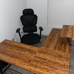 L Shape Office Desk And Office Chair 