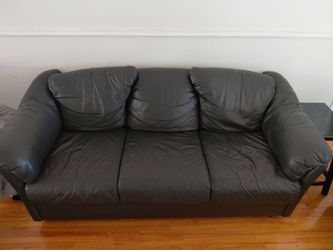 Black leather couch set