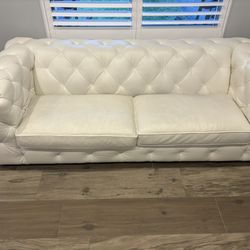 White tufted Leather Couch