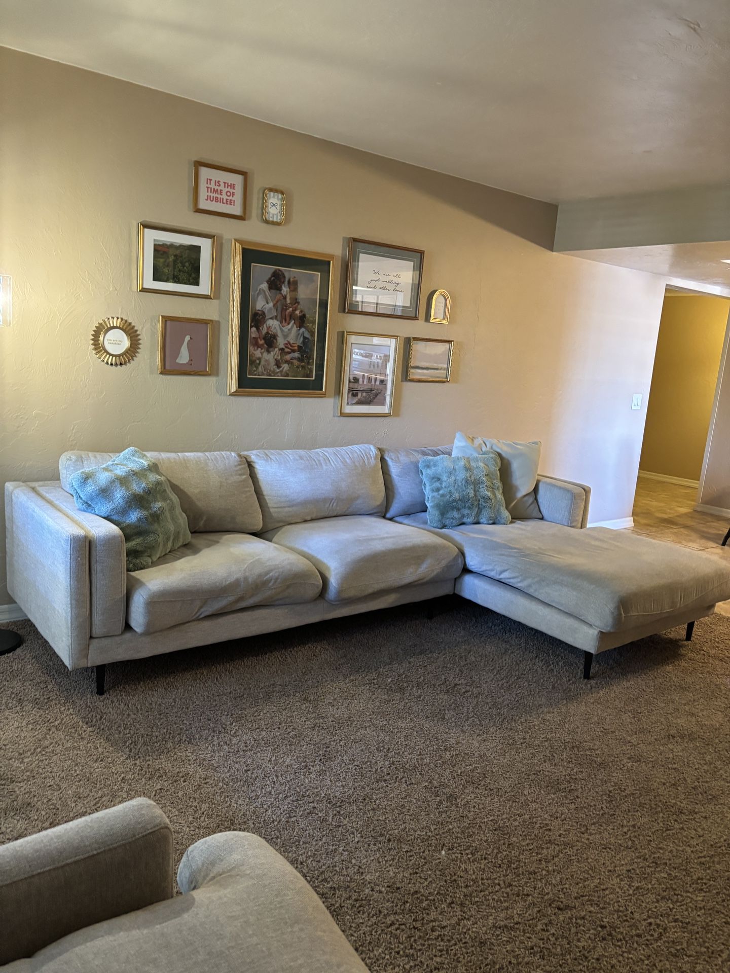 Grey/Cream Couch Sofa