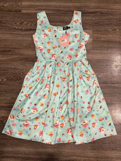 Dolly & Dotty Blue Floral Fit & Flare Dress Square Neck Knee Length Size 10
