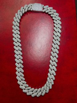 24" Sterling Silver 25mm Moissanite Iced Out Chain Necklace 434 Grams