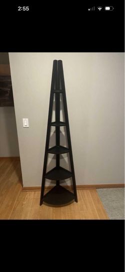 Black Wood Corner Ladder Shelf