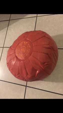Moroccan pure leather pouf