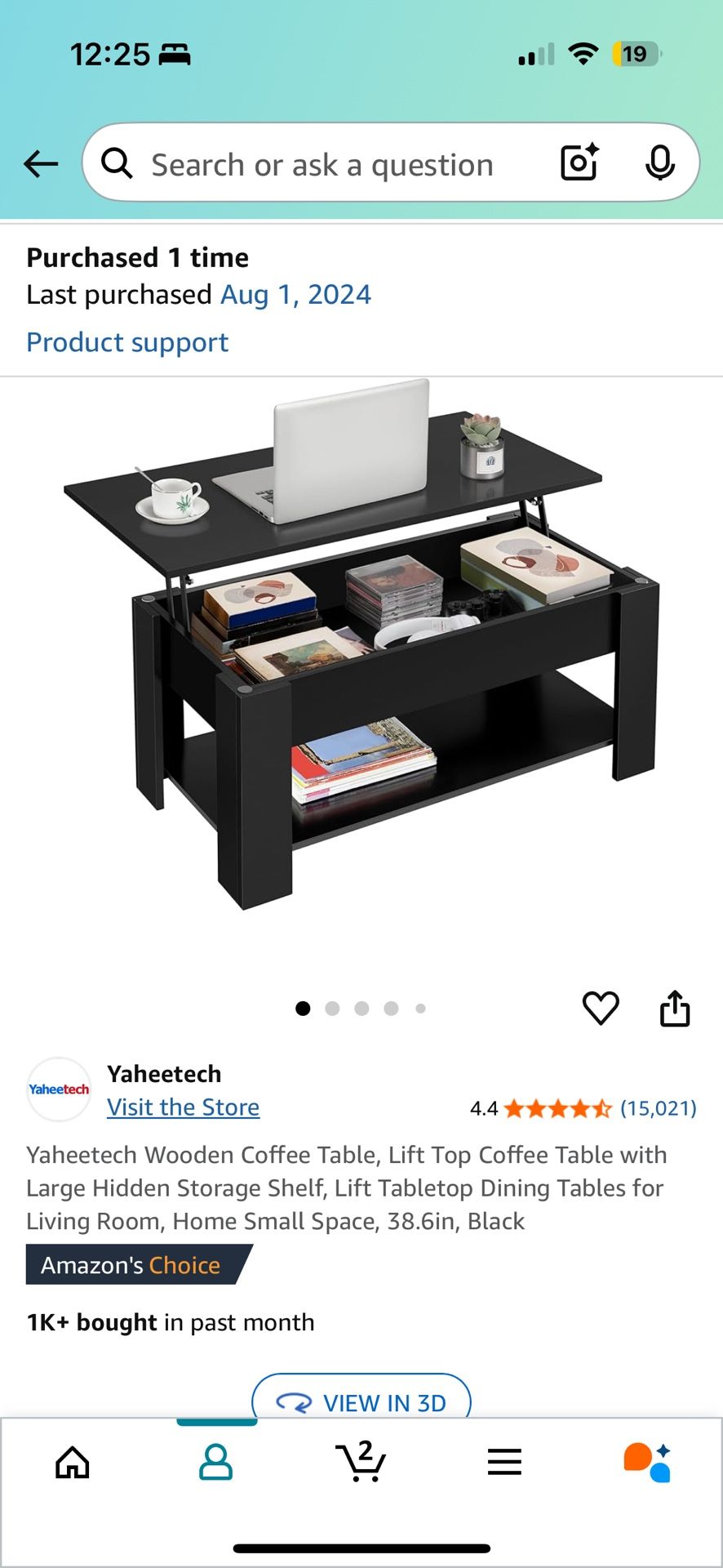 Lift up coffee table