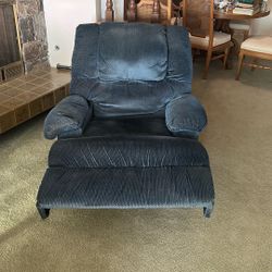 Navy blue reclining couch chair 