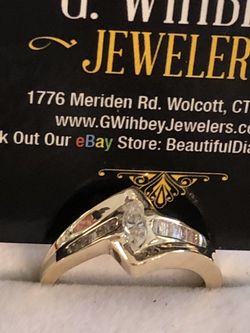 14 kt marquis solitaire ring “gorgeous “