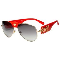VERSACE BAROQUE PILOT LEATHER Sunglasses VE2150Q 100211 Mens Women GOLD RED GREY