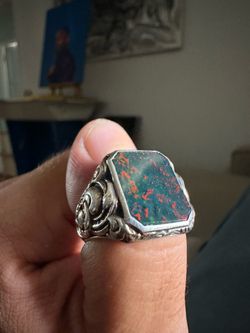 Bloodstone silver men’s ring
