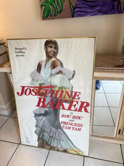 Vintage .Josephine Baker in Zou Zou princess Tam Tam movie  Poster ..   framed 27” x 40” $100