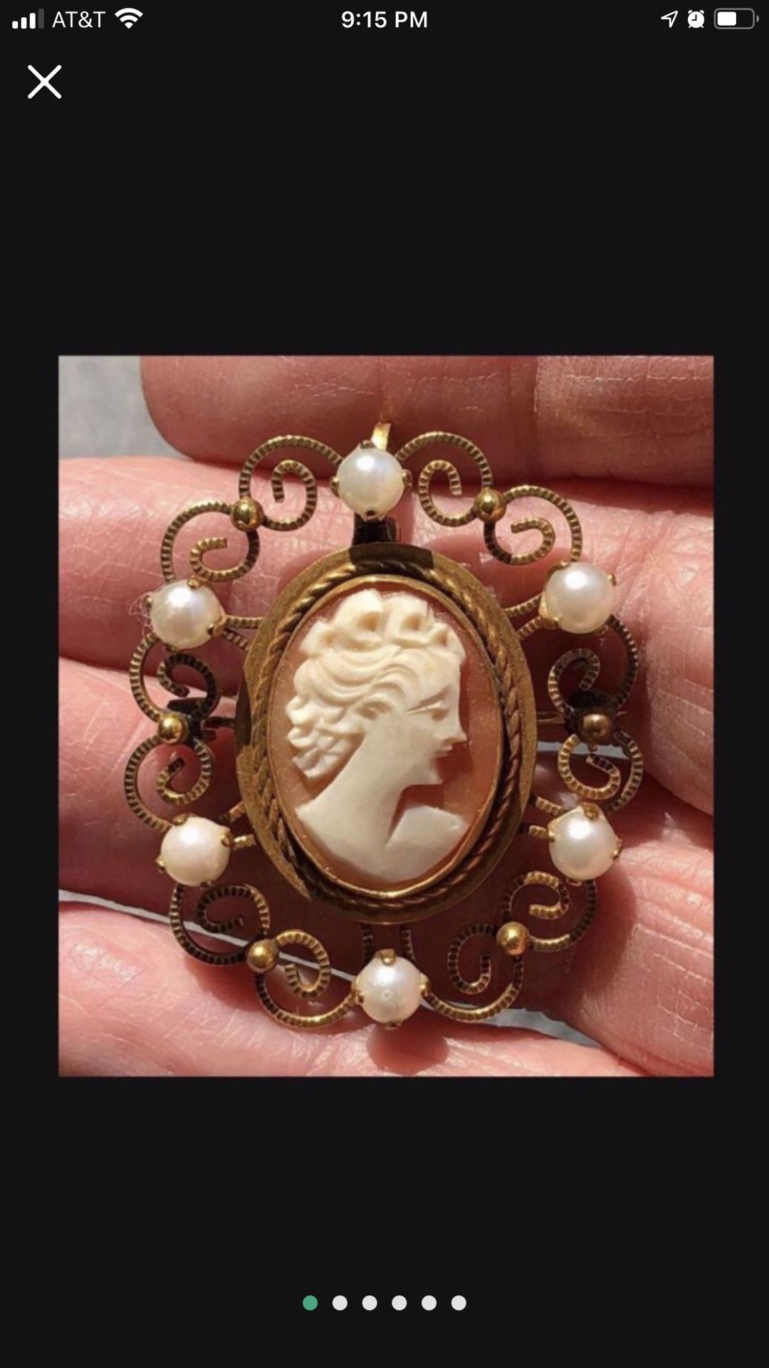 Vintage Cameo Pin Brooch Pendant 12 Kt Gold Filled With Pearls Unknown  