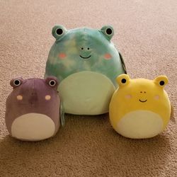 Set of 3 Squishmallow Frogs and Toads