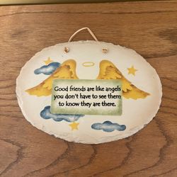 Good Friends Are Like Angels - Stenciled On Slate Wall Plaque