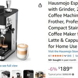 20Bar Expresso Coffee Machines with Milk Frother, Professional Compact Stainless