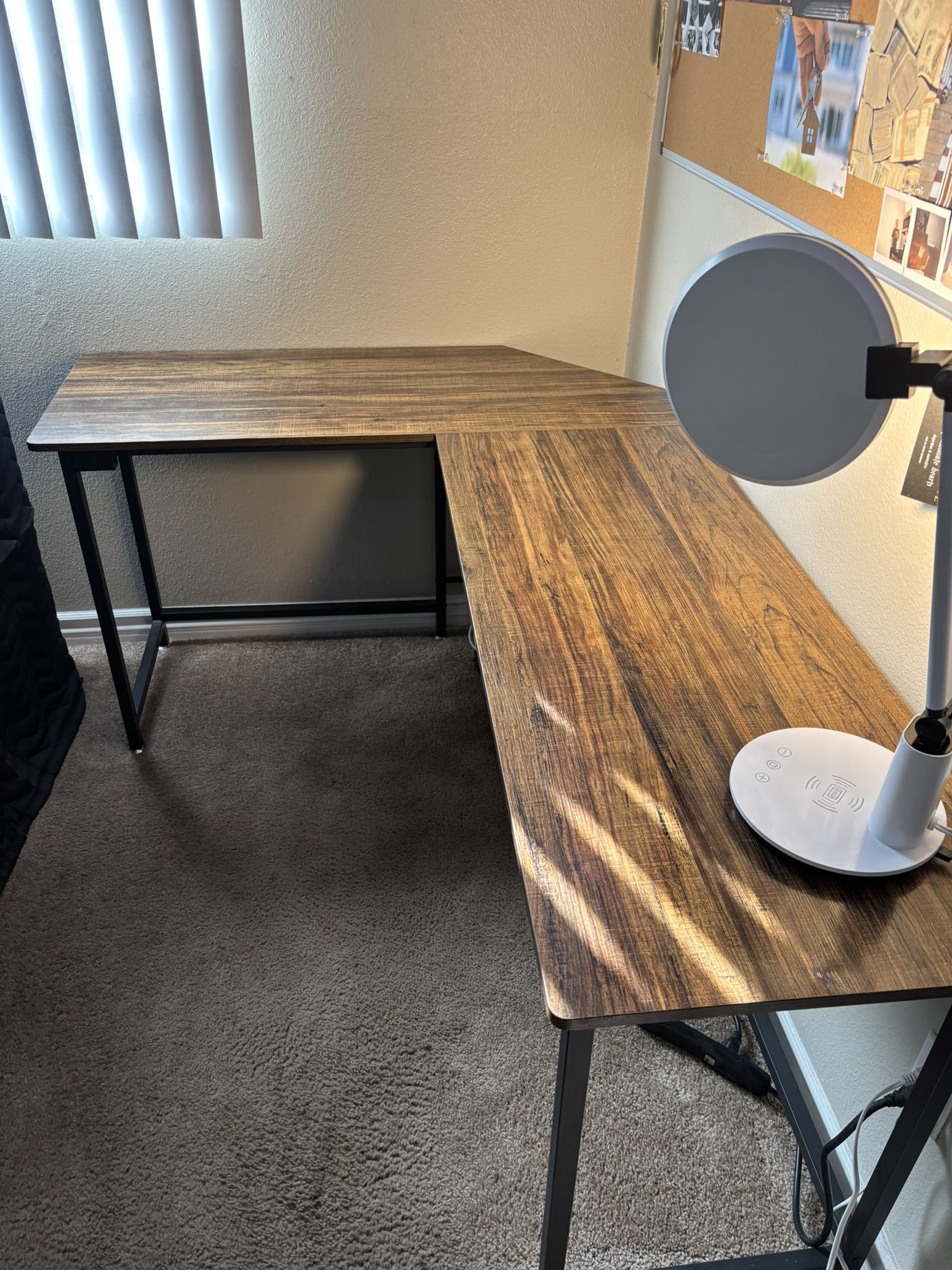 Sturdy L-Shaped Computer Desk - w/ Bonus Under-Desk Modem/ Router Shelf