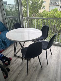 Marble dining set for four
