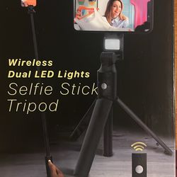 Wireless Dual LED Lights Selfie Stick Tripod with Bluetooth! 