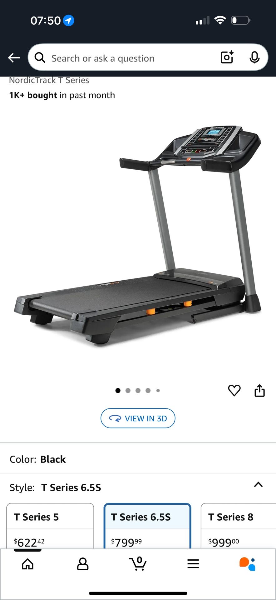 NordicTrack T Series 6.5S Treadmill with incline and mobile app integration