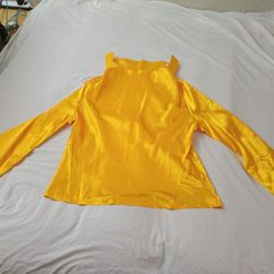 WOMENS SIZE 3X SMOOTH FABRIC YELLOW LONG SLEEVE SHIRT BLOUSE
