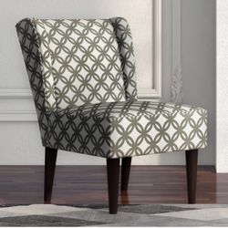 Armless Accent Chairs Slipper Chair, Comfy Wingback Corner Side Chair, Fabric Mid Century Modern Chair for Living Room Bedroom Office, Light Brown Pla