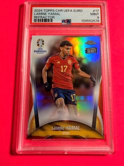 2024 Topps CHR UEFA  EURO #17 Lamine Yamal Refractor PSA 9