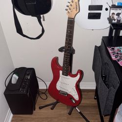 Red Stratocaster guitar