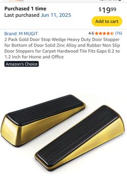 New-M MUGIT Gold Door Stop Wedge Heavy Duty Door Stopper-$10 or Best Offer