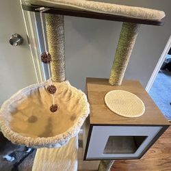 Vesper High Base 47.8-in Modern Cat Tree & Condo, Oak