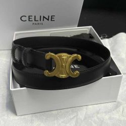 Celine Black Triomphe Smooth Belt 