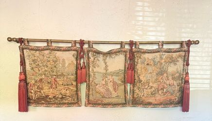 3 Panel French Pastoral Tapestry Wall Hanging Set