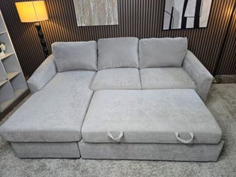 Newer Version Like New - Coddle Cameron Convertible Sofa with Reversible Chaise and Storage, Taupe
