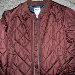 Kids Burgundy Quilted Bomber Jacket 6/7 -$10