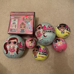 Lol Surprise Dolls Lot Of 7 Items Furniture Hair Vibes Pets