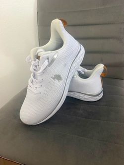White Knit Lace-Up Sneakers polo