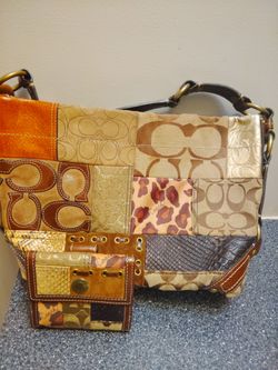 Authentic Y2K Vintage Coach Patchwork Shoulder Bag + Matching Wallet Set