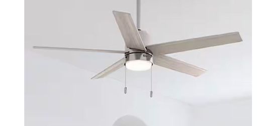 Mansilla 52 in. Indoor Brushed Nickel Standard Ceiling Fan with Integrated LED Light Kit NEW