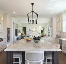 Black 4-Light Farmhouse Chandelier – Cage Pendant Light 3B-6