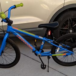  blue Cannondale Kids Trail single-speed bicycle. 