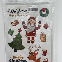 NEW 6 Sheets Christmas/New Year Window Stickers