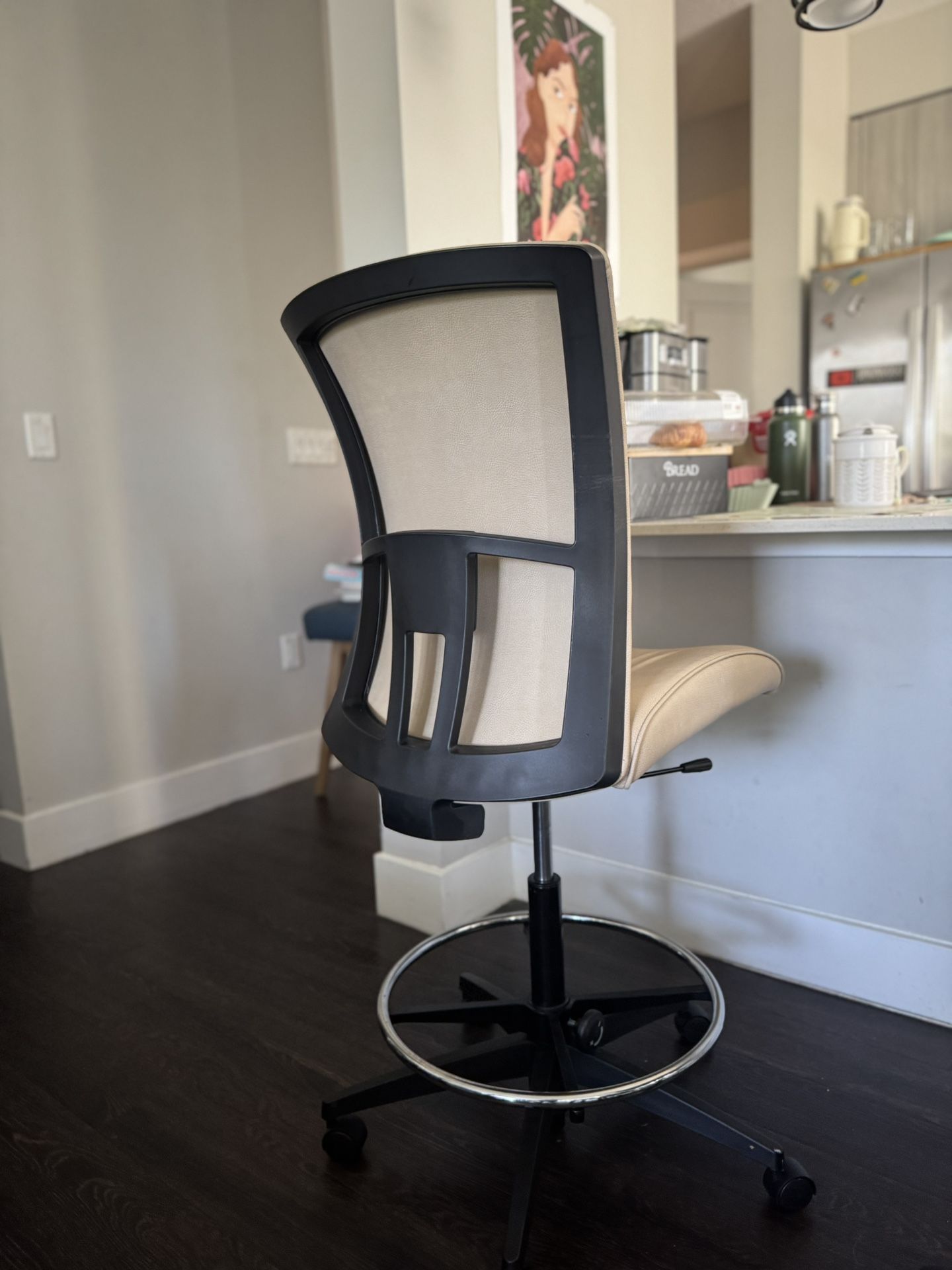 🪑 Set of 2 Adjustable Drafting Chairs – Mesh Back + Foot Ring
