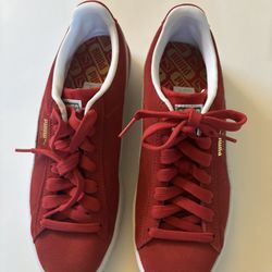 PUMA JUNIOR SUEDE RED WHITE Youth SHOES SIZE 6.5 NEW